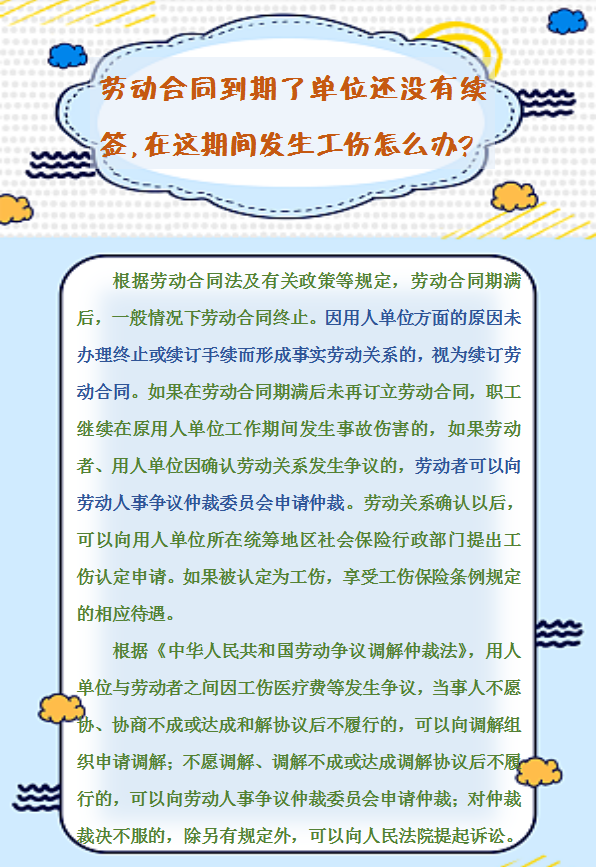 【人社日課】勞動合同到期了單位還沒有續(xù)簽，在這期間發(fā)生工傷怎么辦？.png